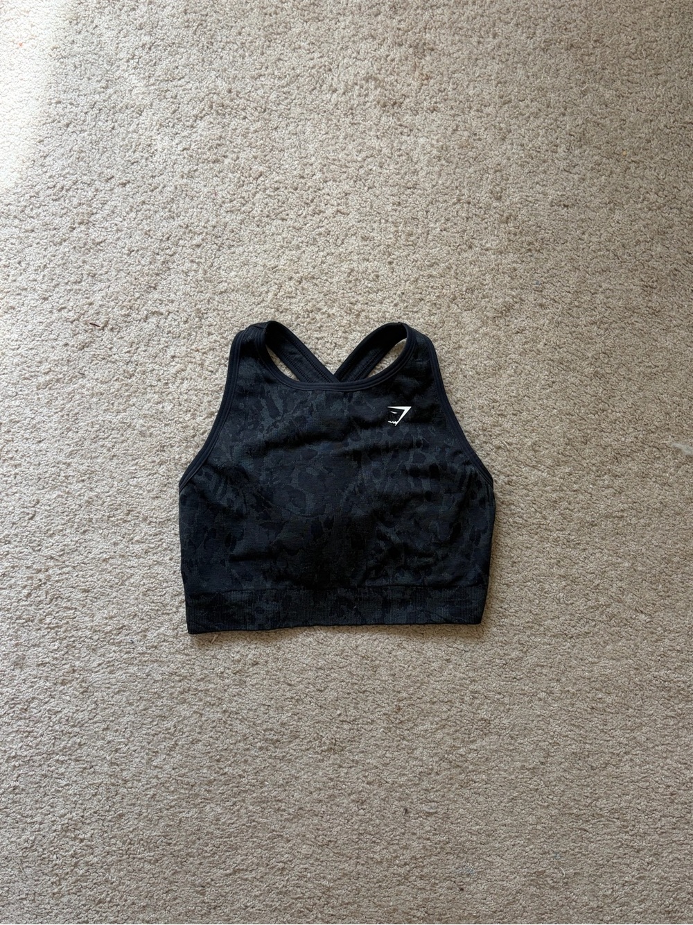 Gymshark Black Lace-Texture High Neck Sports Bra